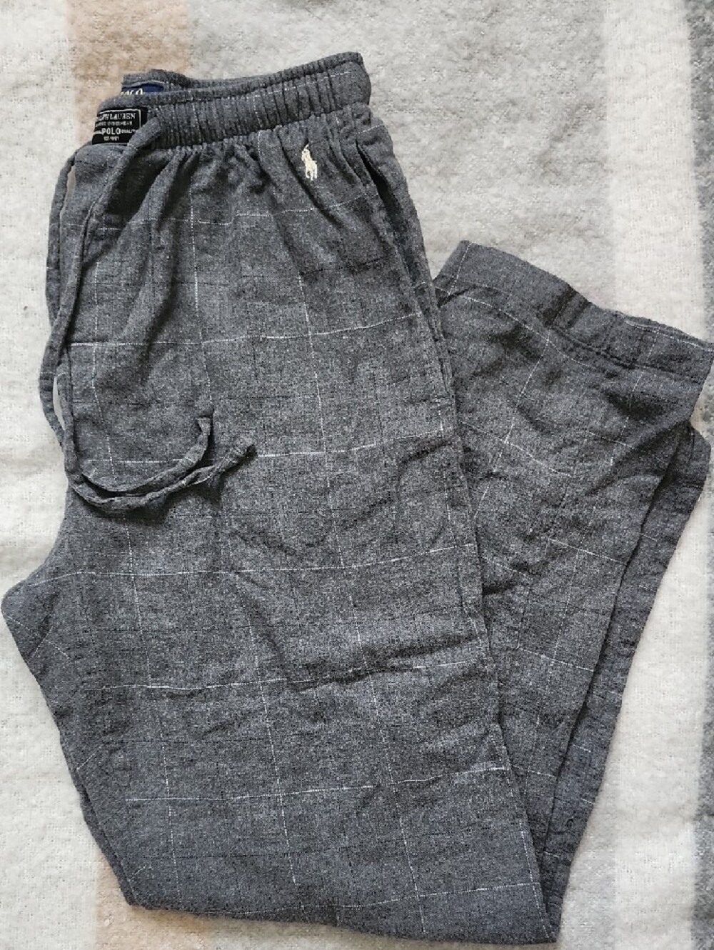 Polo Ralph Lauren Men's Windowpane Plaid Lounge Sleep Pants Gray Size M